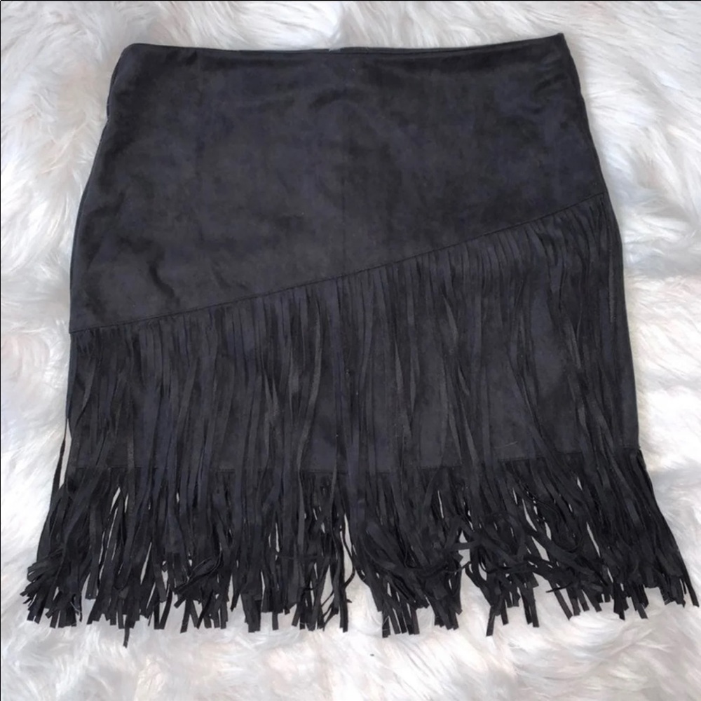 Black Fringe mini skirt